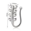Silver leaf non-piercing nose ring with clear gems measuring 11mm in height - Leaf Zirconia