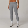 Graue Yoga-Leggings mit hohem Bund, Überkreuz-Detail und weichem Cloud-Feel-Effekt - S / Nashorn-Grau