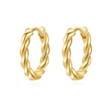 Elegante vergoldete S925 Sterlingsilber Creolen in Seiloptik mit minimalistischem Design - Gold