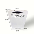 White trapezoid gift bag with black ribbon handle and romantic flower text print - Trapezoid Large (Romantic Flower) / White