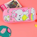 Pink 3D cartoon EVA pencil case featuring cute rabbit and rainbow with double zippers - Cloud Rabbit