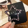 Pentagram star hair clip with light pink rhinestones on silver metal base, 5cm size - Approx. 5cm / Purple Rhinestone Star