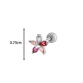 Clou d'oreille cartilage fleur rose et rouge avec zircone et fermoir à vis - 2# / Argenté