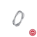 Vintage S925 sterling silver double-layer criss-cross ring with twisted rope texture - US 7 / Thai Silver #10 (Twist Smooth Cross)