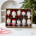 Set of 10 handmade wool felt Christmas gnome ornaments with stars in a gift box - Style P