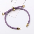 Detail of adjustable purple Milan cord bracelet with 18K gold plated metal slider bead - Violet