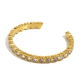 Elegant 18K gold plated stainless steel open bangle with sparkling heart cut zircons - Heart Zircon Full Diamond Bangle / Gold-White Zircon