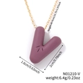 Minimalist gold chain with purple matte 3D letter V pendant including dimensions - Letter V (N01210-V)