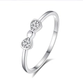 Anello con fiocco in argento sterling S925 con diamanti per un set minimalista unico - US 6 / Oro Bianco