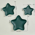 Star-shaped dark green matte ceramic tray set with detailed size and weight specifications - Dark Green