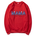 Red Mama Est. 2025 hoodie with floral letters and long sleeves in a flat lay view - Red