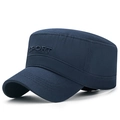 Dark blue cotton cadet cap with 3D SPORT embroidery and reinforced wide brim - Adjustable / Navy Blue
