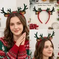 Christmas reindeer antler headband for kids with plush ears and festive red berry accents - Style 6: Green Antlers with Pomegranate Ears