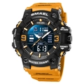 SMAEL men's digital sports watch with orange rubber strap and black shockproof case - Orange