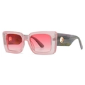 Modern oversized pink square frame sunglasses with gradient lenses and marble temples - Pink Frame Pink Lens (C3)