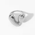 Unregelmäßiger offener Ring im Liquid-Metal-Stil in poliertem Silber für Damen - Silberner Stil (PBJ535)