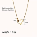 Golden 18K titanium steel necklace with interlocked heart and LOVE engraved circle charm - Gold LOVE Ring Heart (DG-XL00109)