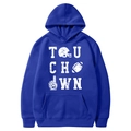 Royal blue fleece hoodie with white Touchdown graphics, drawstring hood and kangaroo pocket - Royal Blue-Touchdown