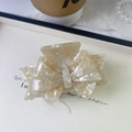 Elegant beige marble acetate bow hair claw clip with handmade engraving for women - 7# Cream White