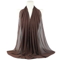 Brown long pearl chiffon headscarf for women elegantly draped on a white mannequin - Coffee