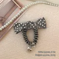Sparkly silver sequin bow scrunchie with elastic spiral hair tie and heart charm - Spiral Tie With Bow And Heart / Grey Spiral Hair Tie With Bow