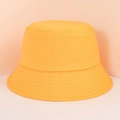 Classic bright yellow cotton bucket hat with parallel stitching for outdoor sun protection - Yellow
