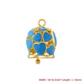 Detail view of 10.5mm x 16mm heart bell pendant with bright blue enamel finish - Small (10.5mm x 16mm) / Blue