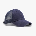 Cappello trucker blu navy in cotone lavato con retro in rete traspirante e visiera curva - Regolabile / Blu navy