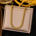 Elegant gold Franco chain necklace with sleek woven design for women's jewelry - Woven Chain Necklace / Gold