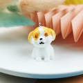 DIY white resin puppy pendant with orange spots for earrings and hair accessories - White Dog with Orange Spots