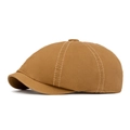Gorra clásica tipo newsboy de algodón amarillo pardo con costuras vintage y paneles - Caqui