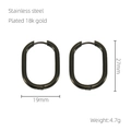 Dimensiones de los pendientes ovalados negros de acero inoxidable en oro de 18k - Negro