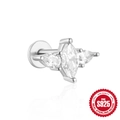 S925 sterling silver labret stud with marquise and pear shaped clear zircons - White Gold Style 2-Marquise