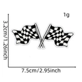 Close-up of black and white racing checkered flag embroidery patch with size dimensions - Racing Patch #25 (Checkered Flag)