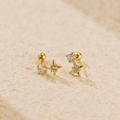 Minimalist gold S925 silver star earrings with white zircon and secure screw back closure - 925 Silver / Gold