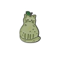 Cute green pear cat enamel pin creative cartoon animal brooch with zinc alloy finish - Pear Cat