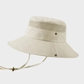Beige outdoor sun hat with wide brim, breathable mesh, and adjustable windproof cord - Beige