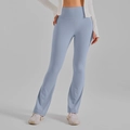 Pantaloni da yoga a zampa celeste a vita alta con effetto modellante per sport e fitness - XS / Blu Grigiastro