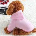 Pink dog hoodie with white stripes on sleeves, warm fleece sportswear for pets - Adidas Pink Without Pattern
