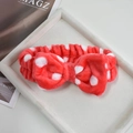 Plush red headband with white polka dots and large bow for spa and makeup sessions - Red Polka Dot Bow Hairband (111#)