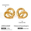 Elegante goudvergulde gedraaide hartvormige oorbellen van hypoallergeen roestvrij staal - Gouden Knoop Stijl (JDE0111020)