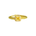 Anello regolabile in oro 18k con zircone giallo quadrato e texture a treccia - Anello a Quadretti di Zucchero