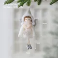 Plush Christmas angel ornament with silver wings and white fur coat in 14cm size - White Style (11)