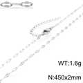 Minimalistische zilveren roestvrijstalen lippenketting van 450 mm x 2 mm voor dames - Zilveren Stijl (KN118596-K)