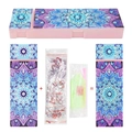 Boîte à crayons 5D DIY peinture diamant mandala rose et bleu avec kit d'outils complet - BH-10