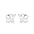 Stilisierte hohle Elefanten-Ohrstecker aus S925 Sterlingsilber mit poliertem Finish - 925er Silber / Silber (Mit Kunststoff-Ohrstecker-Rücken)