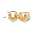 Detailed dimensions of golden hollow heart earrings with elegant textured finish - Twisted 17mm