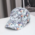 Gorra de béisbol unisex con estampado de billetes de dólar en lona blanca - Blanco