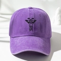 Casquette de baseball en coton lavé violet vintage avec broderie girafe noire décontractée - Taille unique / Violet