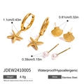 Detailed size specifications for starfish, shell, and pearl earring set in gold - Starfish/Shell/Pearl Earring Set (JDEW2410005)